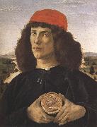 Sandro Botticelli Portrait of a Youth with a Medal (mk36) oil on canvas